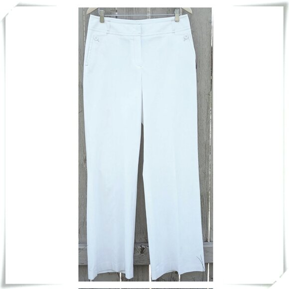 Rafaella Pants - Rafaela White Off White Wide Leg Mid Rise Stretch Pants